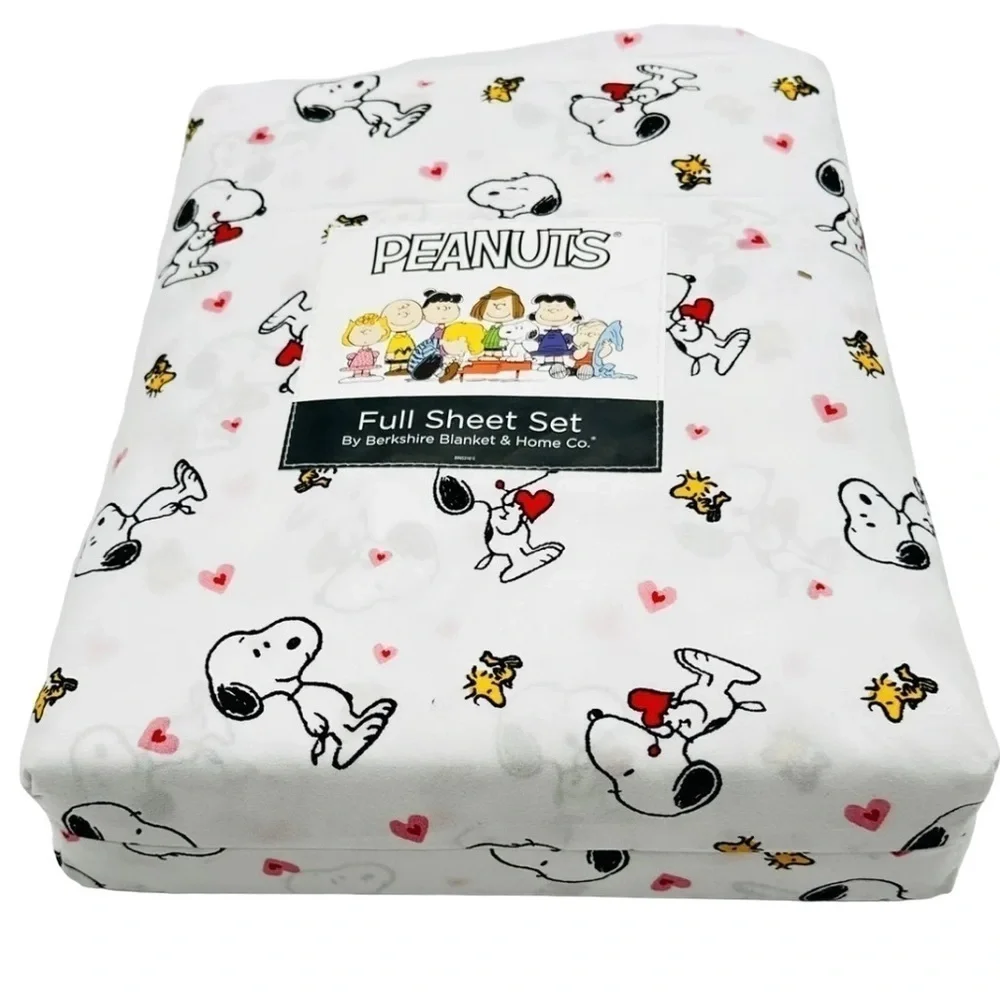 Snoopy Peanuts Full Size Valentine Sheet Set NWT